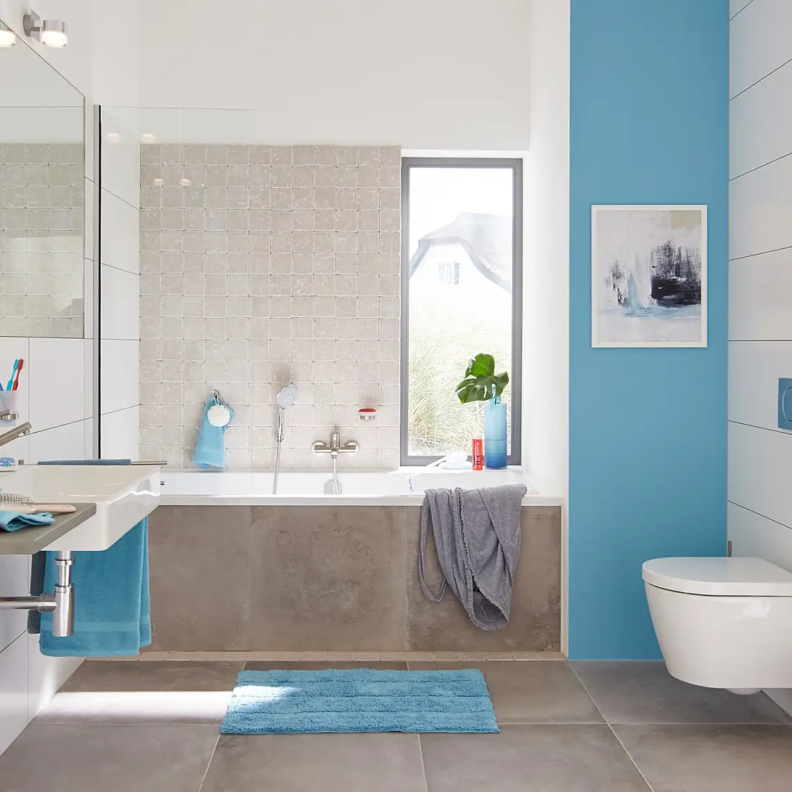 现代设计，为您的浴室提供了空间和结构感。