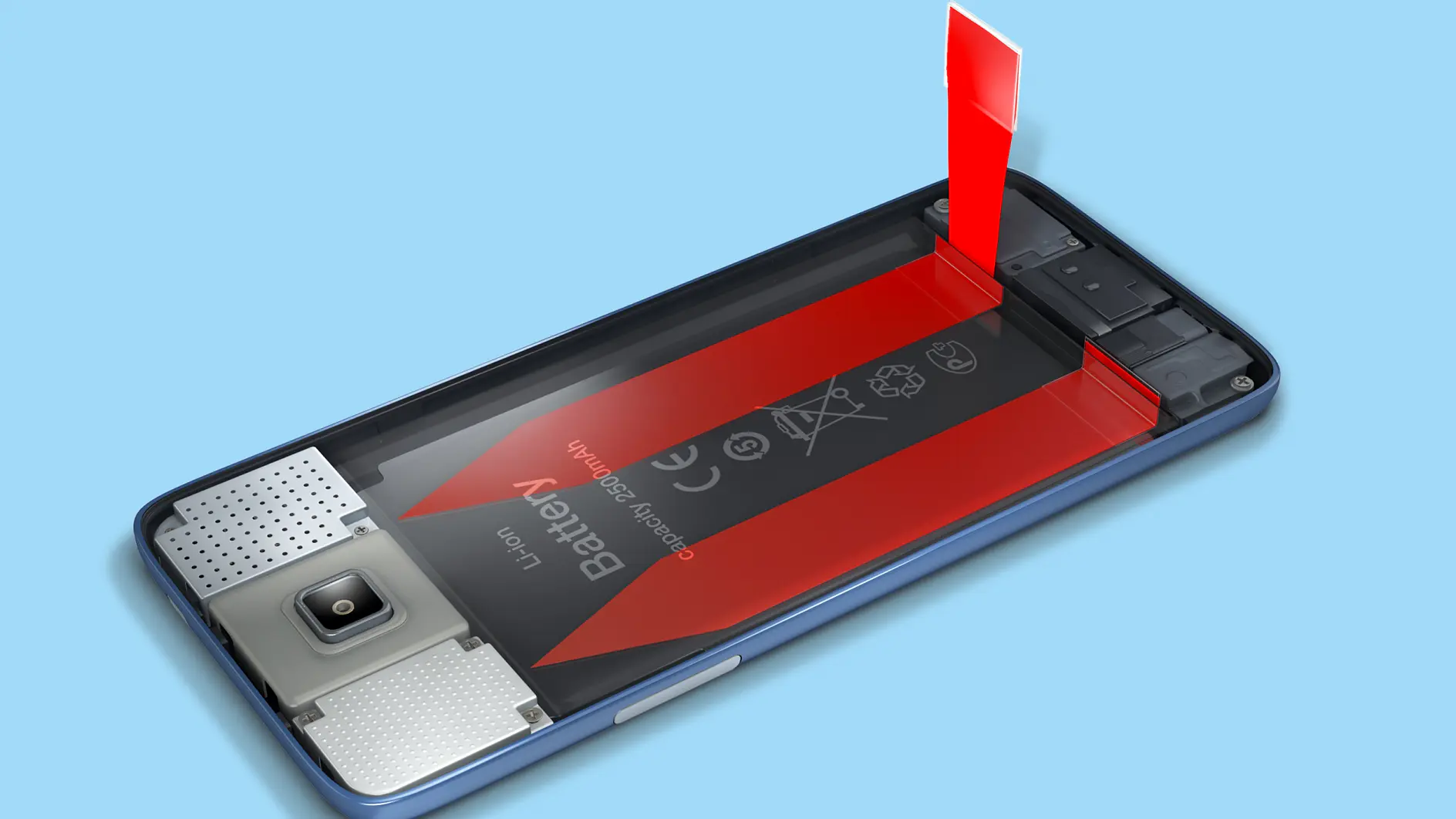 Precision battery changes: Adhesive bonding of batteries in electronic devices is a major challenge. tesa® Bond & Detach can be used to hold them firmly in place while also making them easy to remove – from production to battery changes and through to recycling.
(Photo: tesa SE. All rights reserved.)