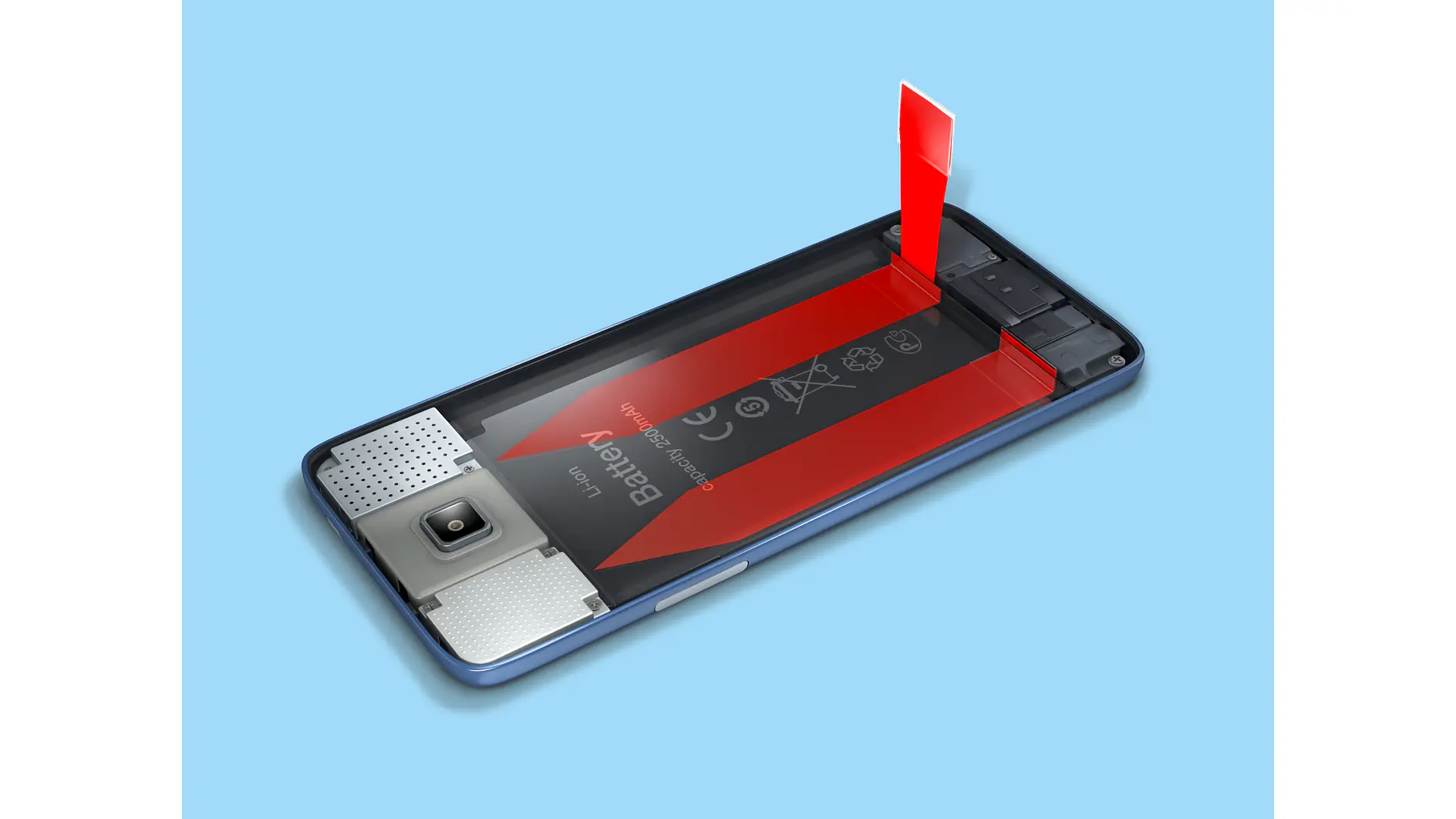 Precision battery changes: Adhesive bonding of batteries in electronic devices is a major challenge. tesa® Bond & Detach can be used to hold them firmly in place while also making them easy to remove – from production to battery changes and through to recycling.
(Photo: tesa SE. All rights reserved.)