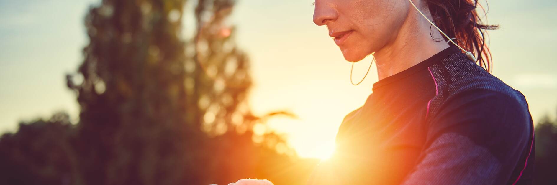 Women checking fitness tracker