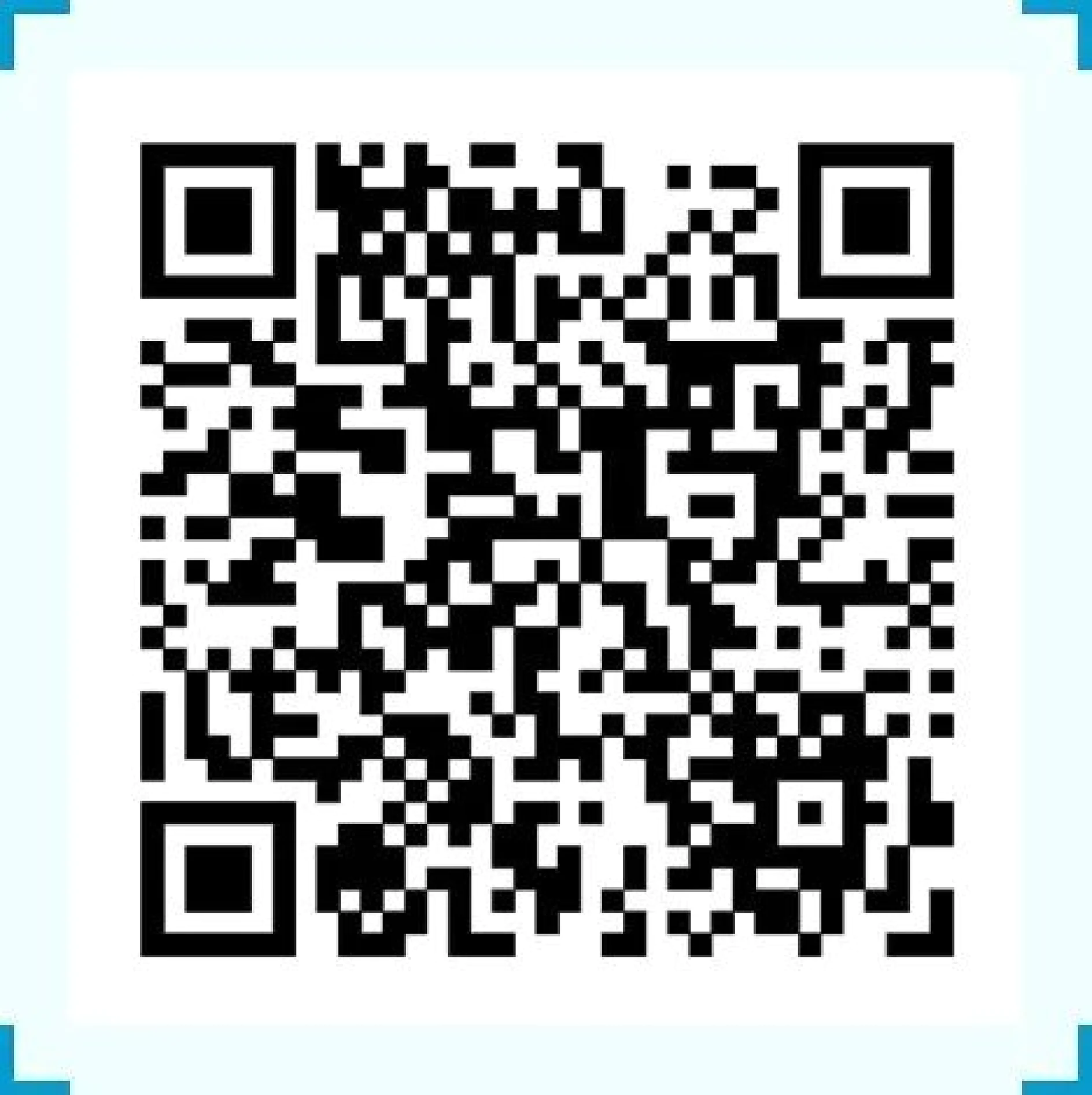 A black and white QR code displayed on a white background with a light blue border. (This text has been generated by AI)