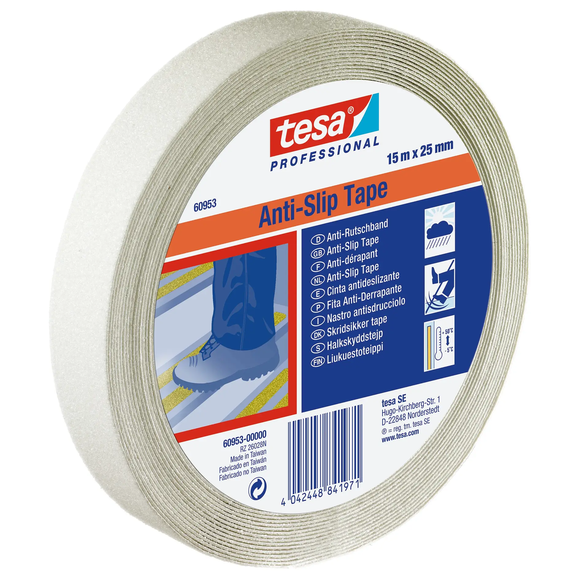 [en-en] tesa Professional Anti-slip tape, fluorescent,white,15m x 25mm
