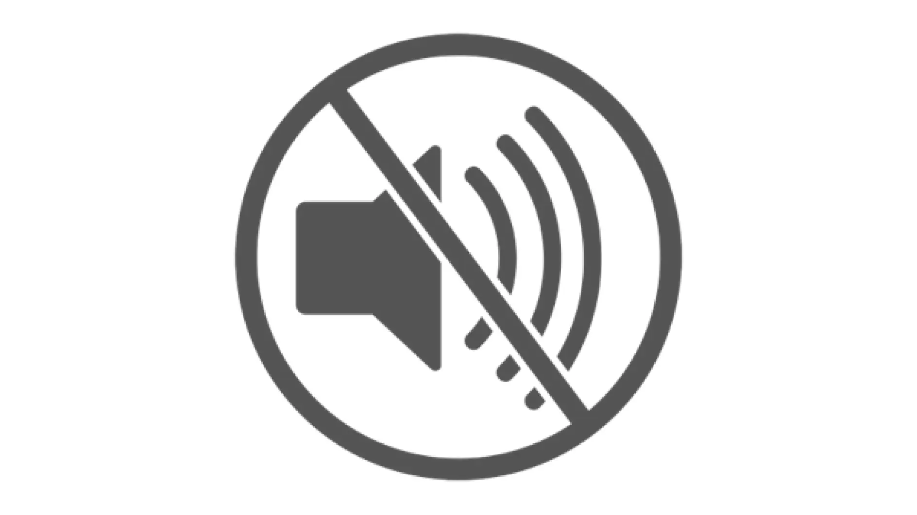 一个带有声波的灰色扬声器图标被一条对角线划去，表示静音或无声音符号。 (This text has been generated by AI)